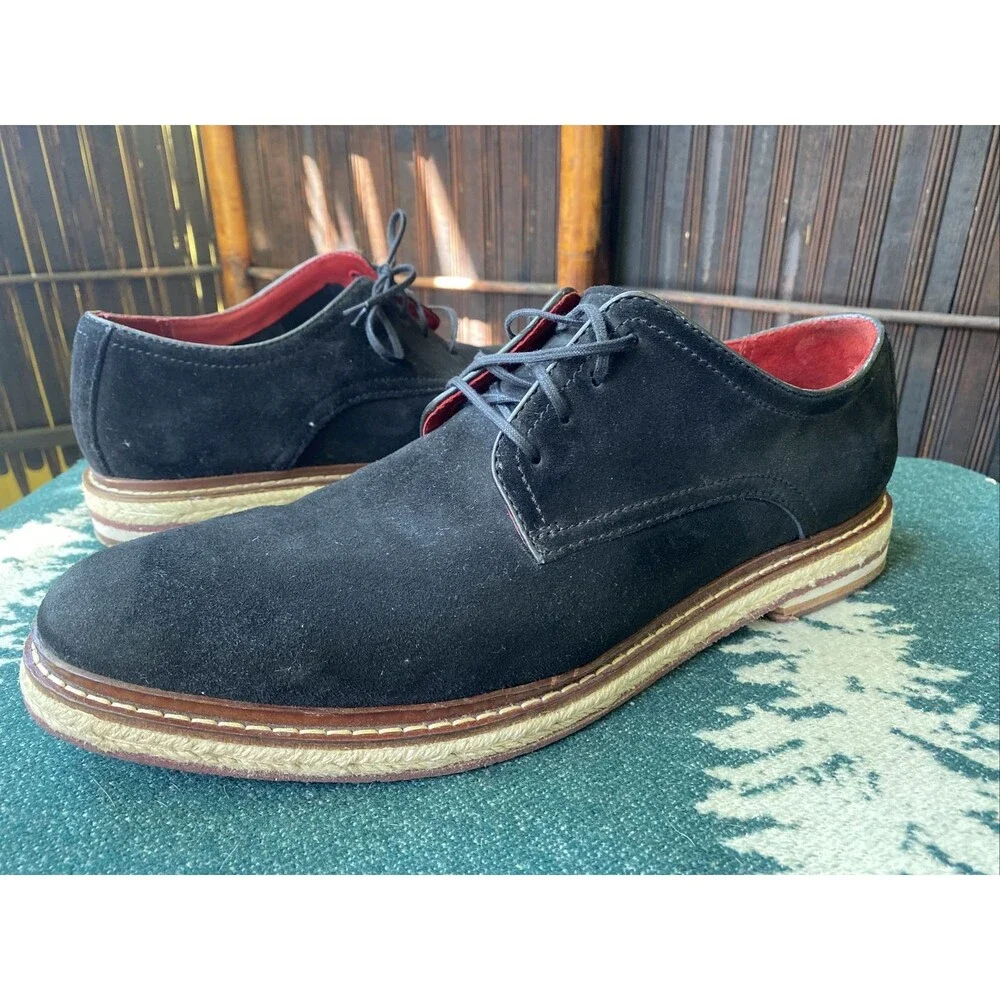 11.5 M Men's Cole Rood & Haan Suede Espradille Lace Up Black Shoes